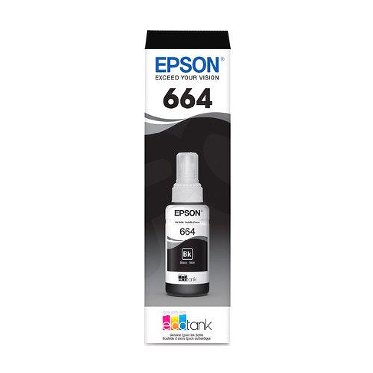 Botella Tinta Epson T664 color Negra - recarga original 2