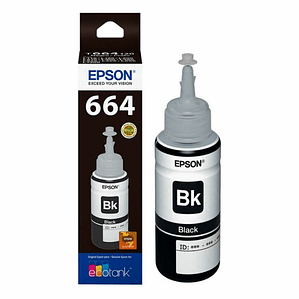 Botella Tinta Epson T664 color Negra - recarga original
