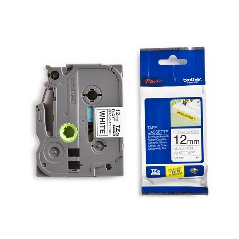 Brother TZe-S231 - Adhesivo extrarresistente - negro sobre blanco - rollo (1,2 cm x 8 m) 1