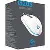 Mouse Gamer Logitech G203 RGB LIGHTSYNC, 6 botones programables, 8.000 DPI, Blanco