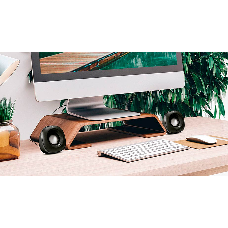 Parlantes estéreo multimedia de 2.0 canales con cable para alimentación USB y conexión de 3,5mm 2