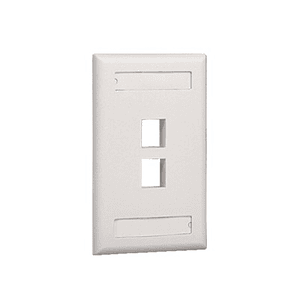 Panduit -  Placa de Pared Vertical, Salida Para 2 Puertos Keystone, Con Espacios Para Etiquetas, Color Blanco Mate