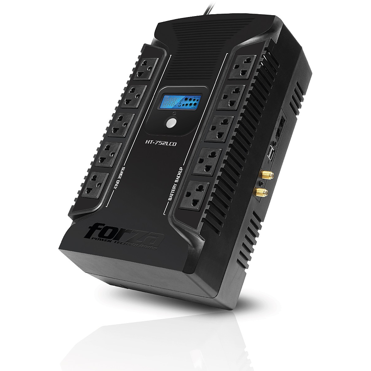 UPS 1000VA Forza HT-1002LCD-C, (Interactiva, 500W - AC 220V - 12 Out, USB, Onda senoidal simulada) 1