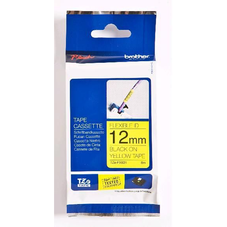 Cinta laminada flexible TZE-FX631 - 12 mm Negro / Amarillo 1
