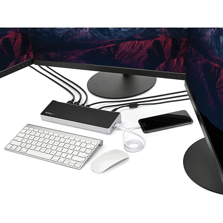 Estación de acoplamiento para laptop de triple monitor 4K con doble DisplayPort y HDMI  5
