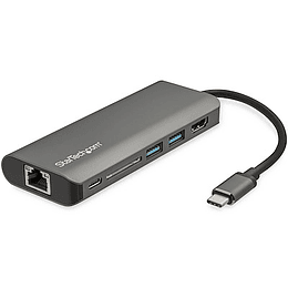 Adaptador multipuerto USB C - Base de viaje USB-C a HDMI 4K, 3 concentradores USB 3.0