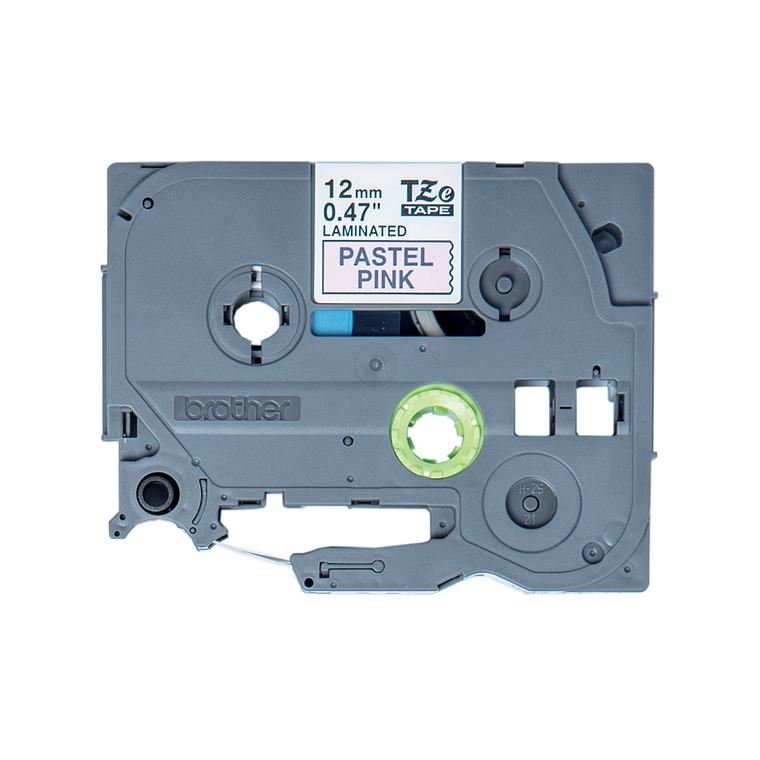 Cinta Brother TZEMQF31 12mm X 8m Laminada Negro sobre Rosado pastel 1