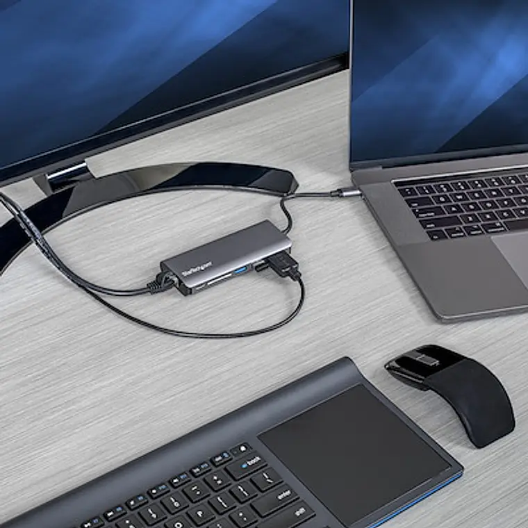 Adaptador multipuerto USB C - Base de viaje USB-C a HDMI 4K, 3 concentradores USB 3.0 4