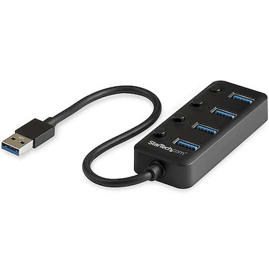 Hub USB 3.0 de 4 Puertos - USB-A a USB 3.0 Tipo A con Switches Individuales de Encendido y Apagado