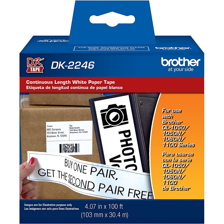 Impresora Continua Brother DK-2246, Negro sobre Blanco, Rollo (10.34 cm x 30.48m), 1 Bobina 1