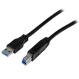 Cable USB-A a USB-B Startech, Largo 2m, Negro