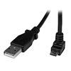 Cable USB-A a Micro-USB B Startech, Conector tipo Codo, Largo 2m, Negro