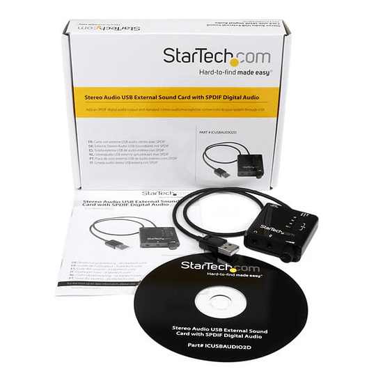 Tarjeta de Sonido Estéreo USB Externa - Adaptador Convertidor con Salida SPDIF - Negro