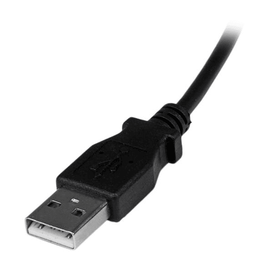 Cable USB-A a Micro-USB B Startech, Conector tipo Codo, Largo 2m, Negro