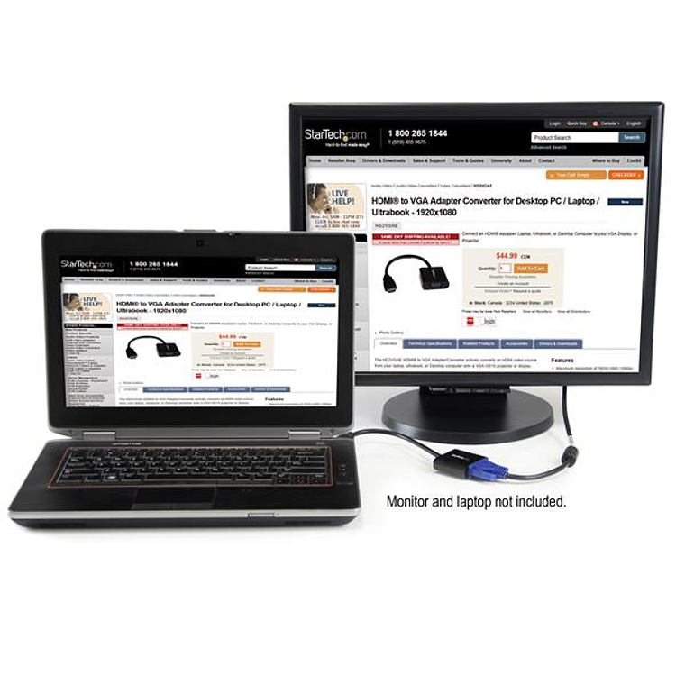 Adaptador Conversor de Video HDMI a VGA HD15 - Cable Convertidor - 1920x1200 - 1080p 5