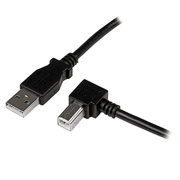 Cable USB-A a USB-B tipo Codo Startech, Largo 2m, Negro