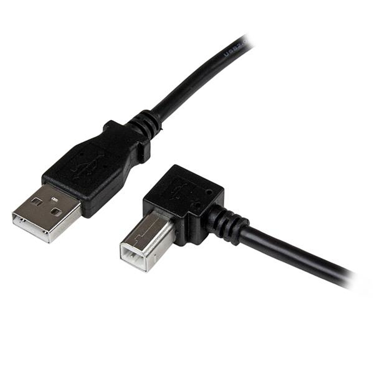 Cable USB-A a USB-B tipo Codo Startech, Largo 2m, Negro 1