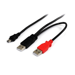 Cable Mini-USB B a USB-A Doble Startech, Largo 1.8m, Negro/Rojo