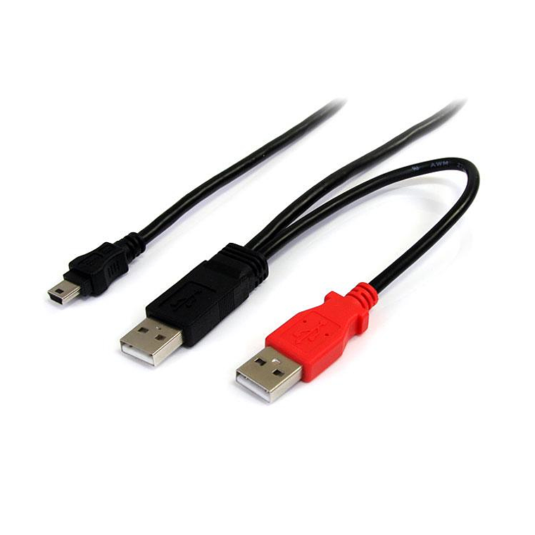 Cable Mini-USB B a USB-A Doble Startech, Largo 1.8m, Negro/Rojo 1