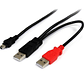 Cable Mini-USB B a USB-A Doble Startech, Largo 1.8m, Negro/Rojo - Miniatura 1