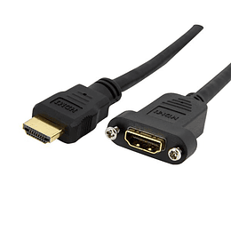 Cable HDMI Macho a HDMI Hembra Startech, Para Montaje en Panel, Largo 91cm, Negro