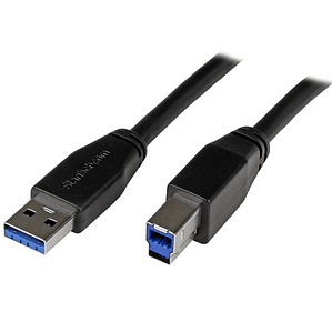 Cable USB-A a USB-B Startech SuperSpeed, Largo 10m, Negro