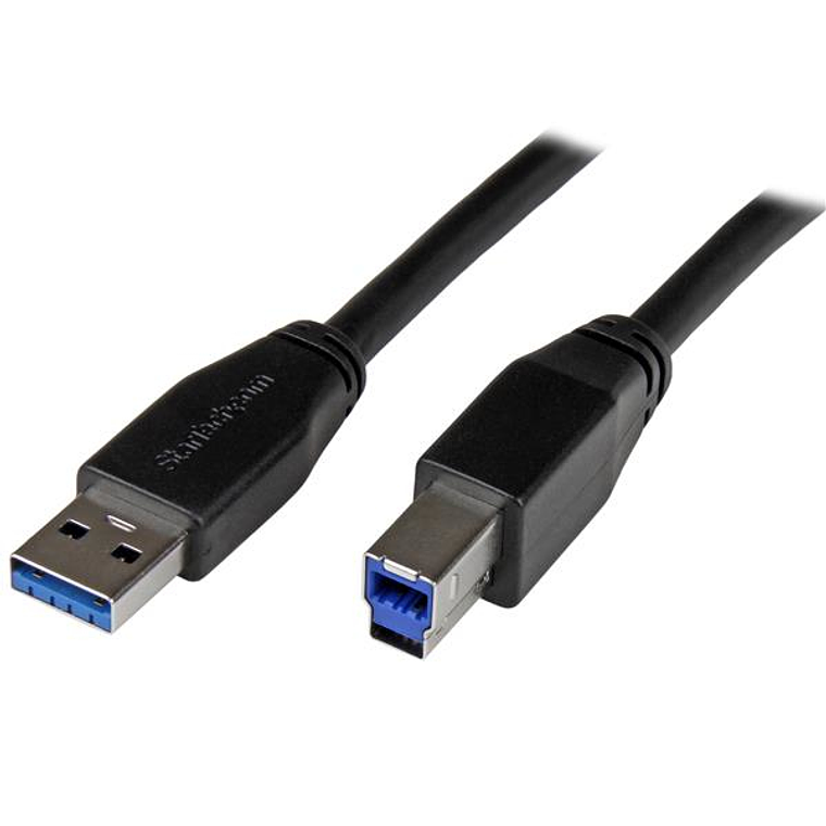 Cable USB-A a USB-B Startech SuperSpeed, Largo 10m, Negro 1