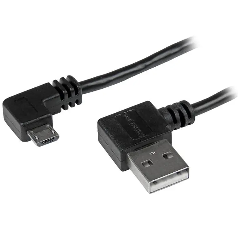 Cable USB-A a Micro-USB B tipo Codo Startech, Largo 1m, Negro 1