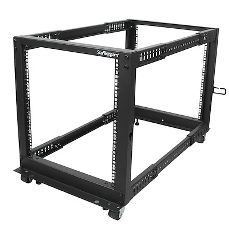 Rack de Marco Abierto con Profundidad Ajustable de 4 Columnas 12U con Ruedas 1