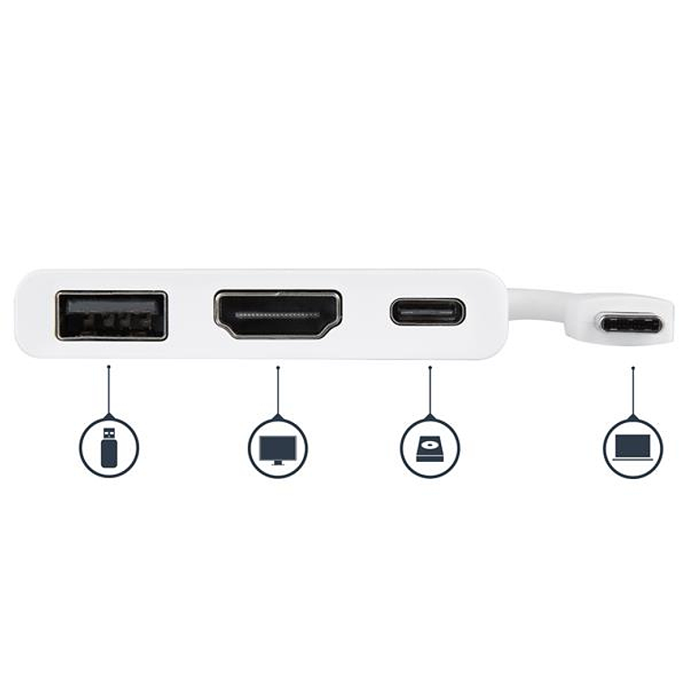 Adaptador USB-C a HDMI / USB 3.0 - PD de 60W | Multipuertos Blanco 2