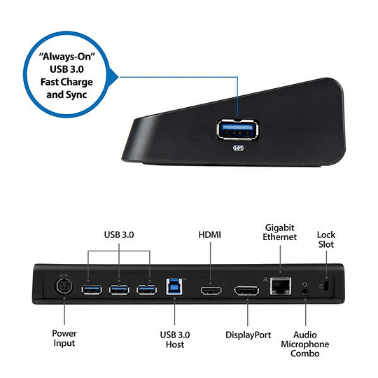 Replicador de Puertos Universal USB 3.0 para Laptop - Base Docking Station DisplayPort HDMI 4K