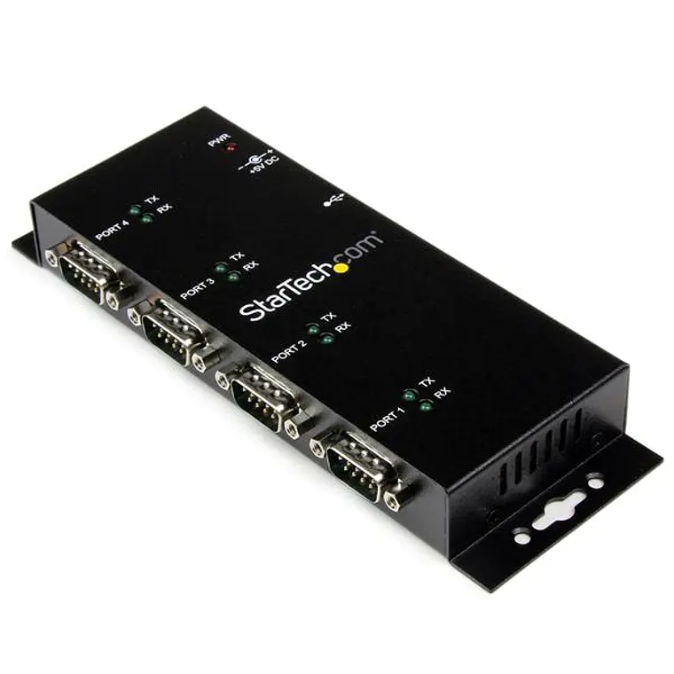 Hub Concentrador Adaptador USB a Serial RS232 DB9 4 Puertos – Riel DIN Industrial Montaje en Pared 1