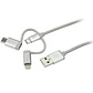 Cable de 1m USB a Lightning USB-C y Micro USB - Cable Cargador para Teléfono Móvil iPhone - Miniatura 1