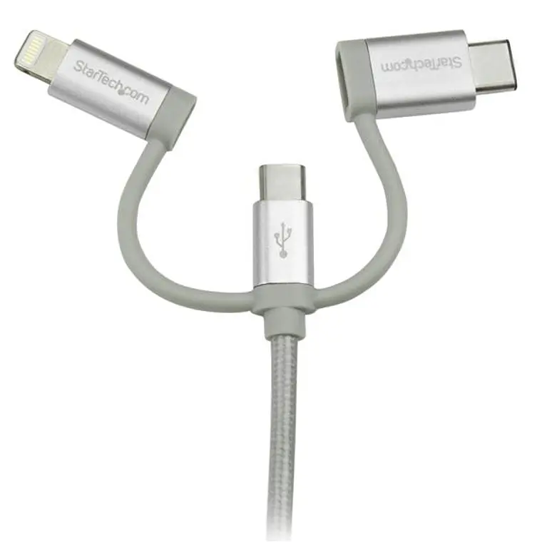 Cable de 1m USB a Lightning USB-C y Micro USB - Cable Cargador para Teléfono Móvil iPhone 2