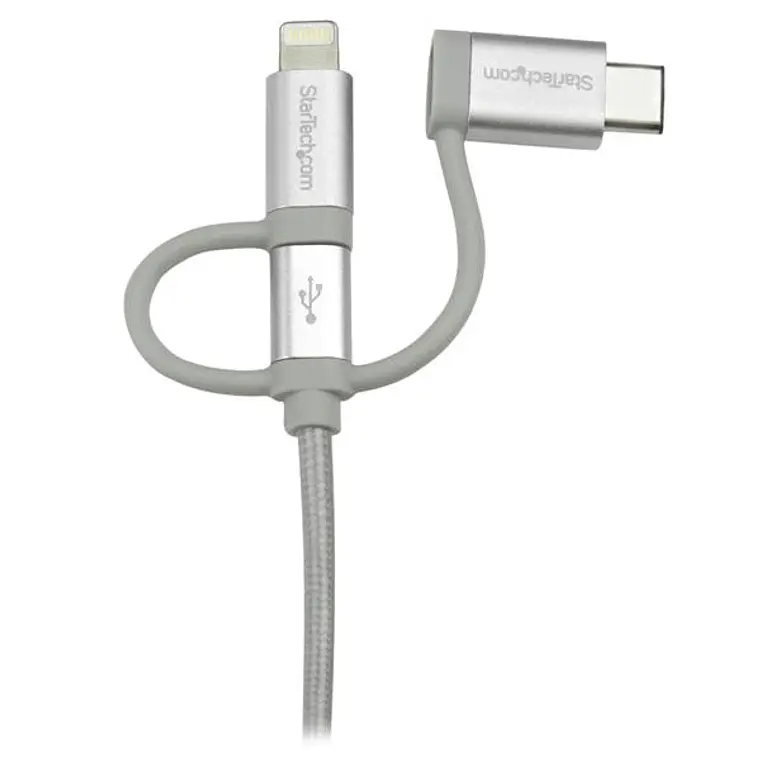 Cable de 1m USB a Lightning USB-C y Micro USB - Cable Cargador para Teléfono Móvil iPhone 5
