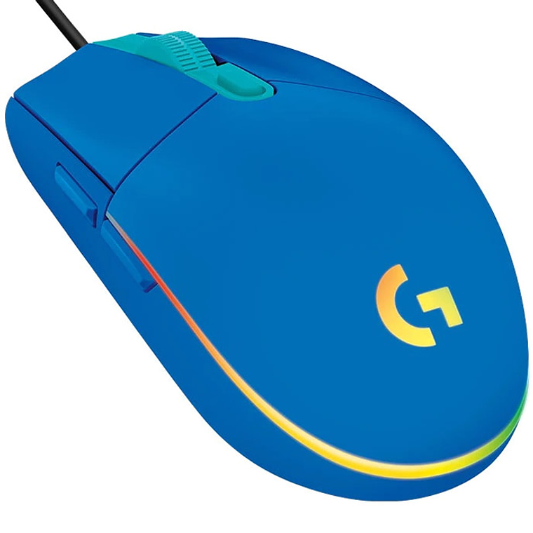 Mouse Gamer G203 Lightsync, 6 Botones, 8000DPI, Celeste 1