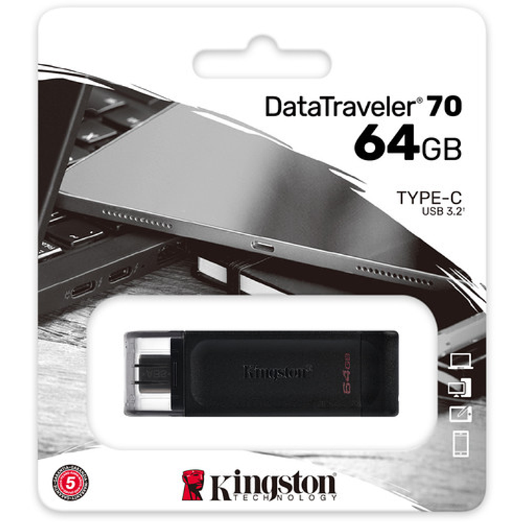 Unidad flash USB 64 GB | Kingston DataTraveler 70 / USB-C 3.2  3