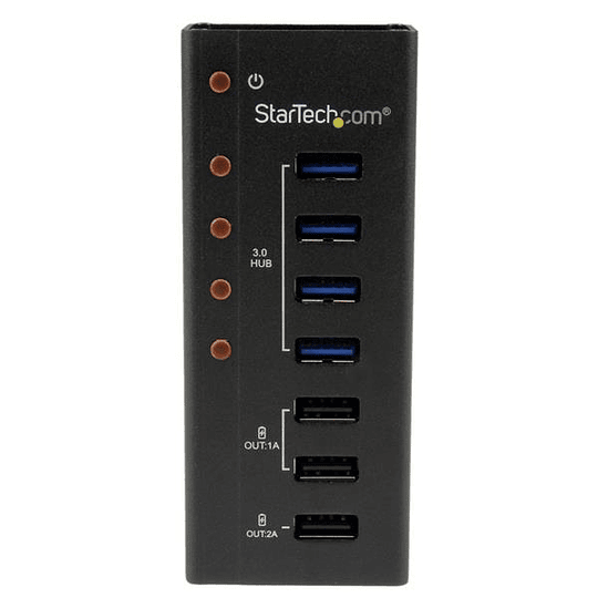 Hub Concentrador USB 3.0 de 4 Puertos y 3 Puertos de Carga USB ( 2x 1A y 1x 2A) - con Carcasa de Metal