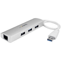 Hub Concentrador de 3 Puertos USB 3.0 con Adaptador de Red Ethernet Gigabit