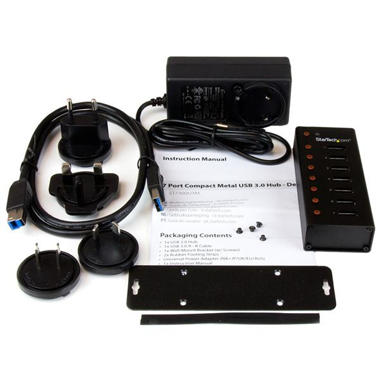 Concentrador USB 3.0 de 7 Puertos con Caja de Metal - Hub de Sobremesa o Montaje en Pared 5