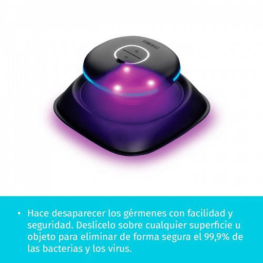 Sanitizador UV Multipropósito Homedics, Ultracompacto, con 3 LED UV-C, Recargable, Negro