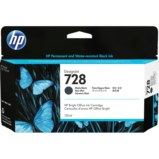 Cartucho de Tinta HP 728 color Negro mate 130ml 3WX25A