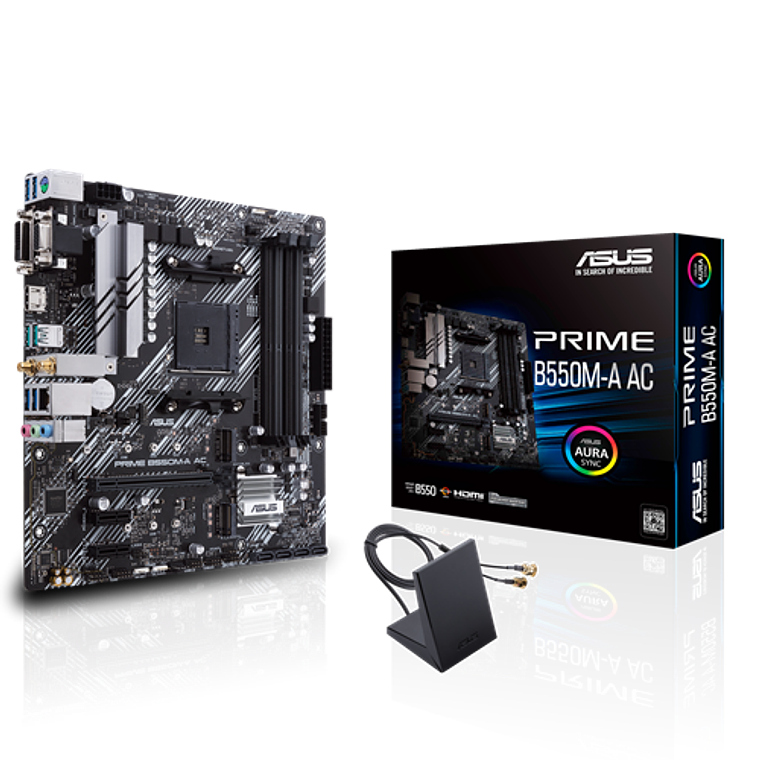 Placa Madre ASUS PRIME B550M-A AC (AM4, DDR4 2133/4600 MHz, microATX) 1