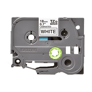 Cinta laminada brother TZe241 negro sobre fondo blanco 18mm