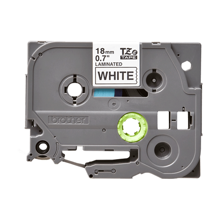 Cinta laminada brother TZe241 negro sobre fondo blanco 18mm 1