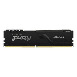 Memoria Ram 8GB DDR4 2666Mhz CL16 Dimm Kingston FURY Beast Black, Non-ECC, 1.2V