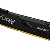 Memoria Ram 8GB DDR4 2666Mhz CL16 Dimm Kingston FURY Beast Black, Non-ECC, 1.2V