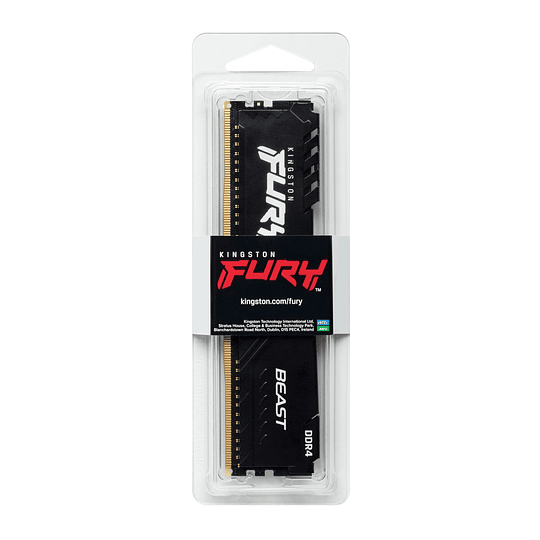 Memoria Ram 8GB DDR4 2666Mhz CL16 Dimm Kingston FURY Beast Black, Non-ECC, 1.2V