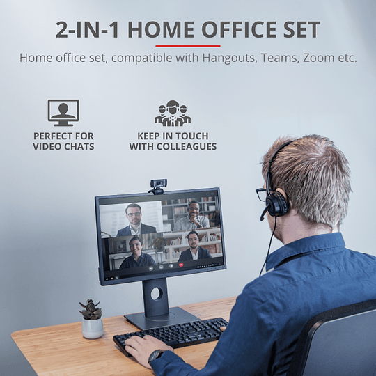 Trust Webcam + Auricular Usb Home Office Set 24036 