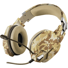 Audifono Gamer Trust GXT 322D Carus, Desert Camo, Micrófono flexible y banda de la cabeza ajustable